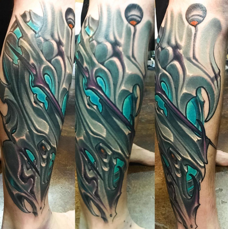 Tattoos - In-Progress Biomech Sleeve Tattoo - 115130